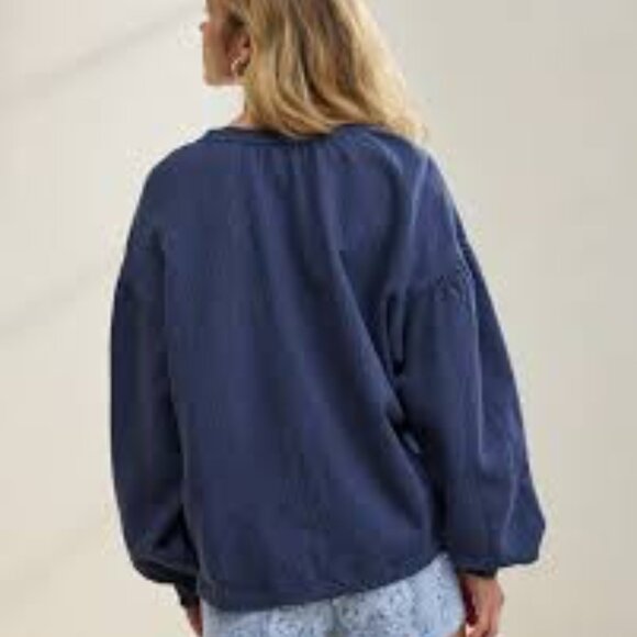 Aerie Easy Street Sweatshirt Long Sleeve Fresh Bright Blue Like New XXL/Plus - Picture 3 of 12